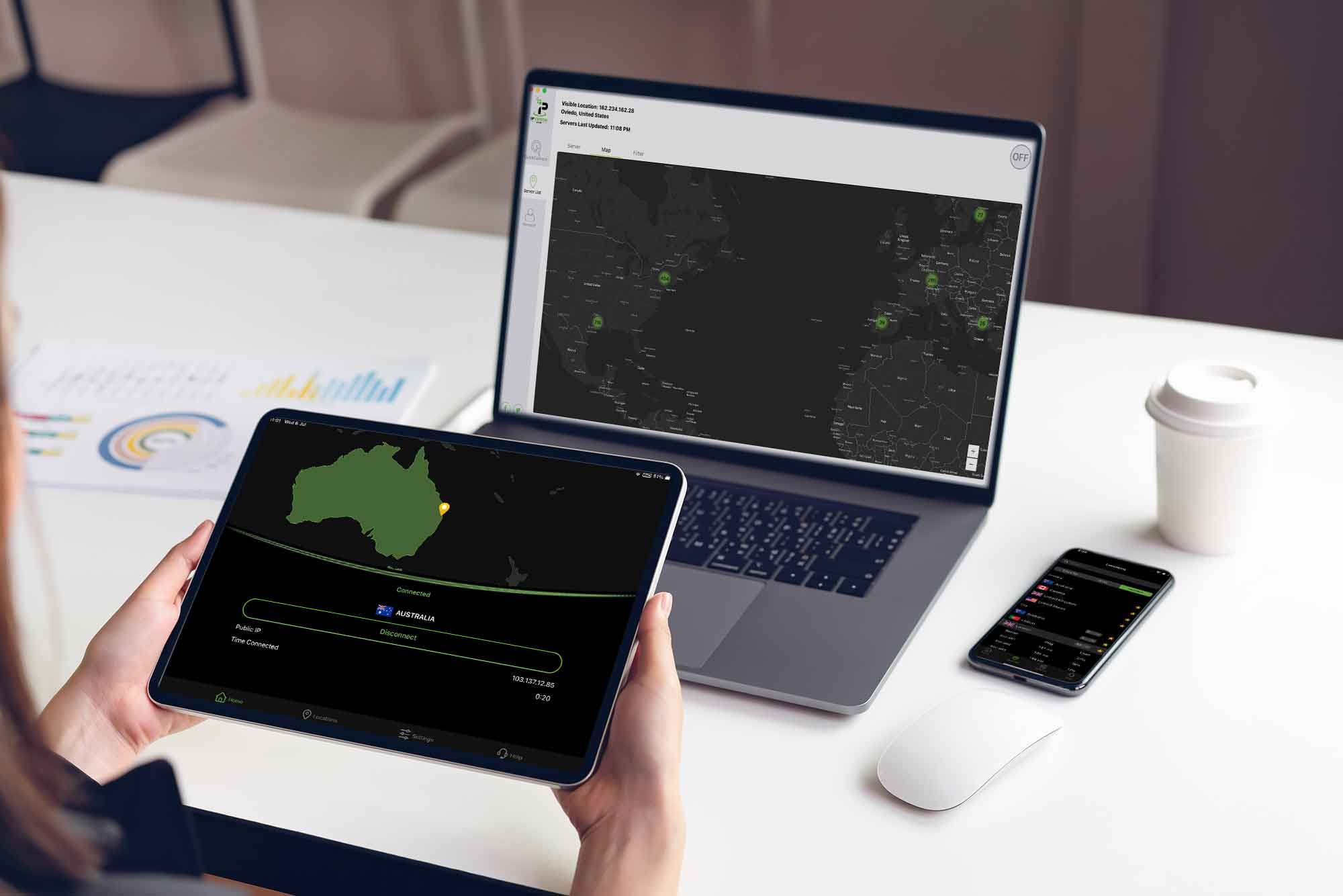 IPVanish VPN App on several devices