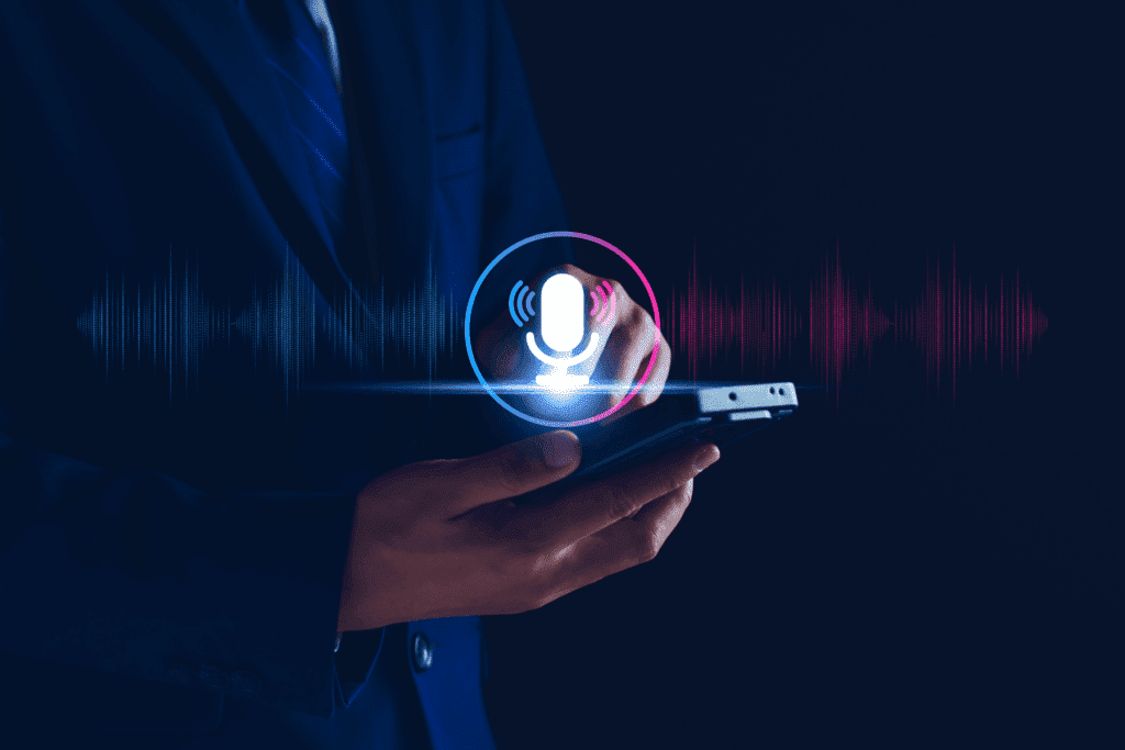 Visualization of a microphone icon above a smart for how to stop phone listening