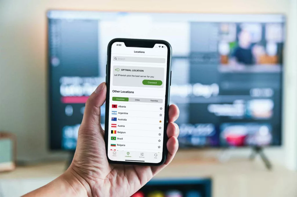 IPVanish app on mobile