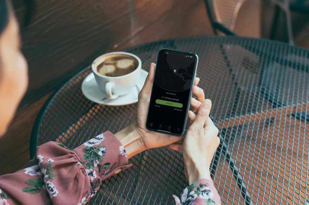 A person using IPVanish VPN app on mobile phone