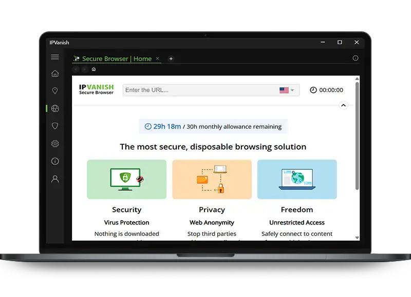 IPVanish Secure Browser in app